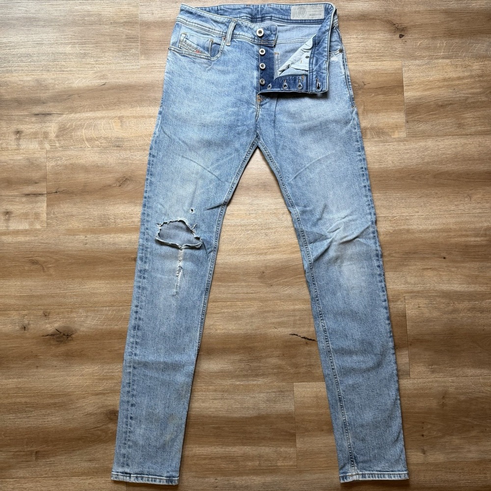 Diesel Sleenker Jeans Men 29x32 Blue Slim Skinny Stretch Stone Wash Thrash 069AI
